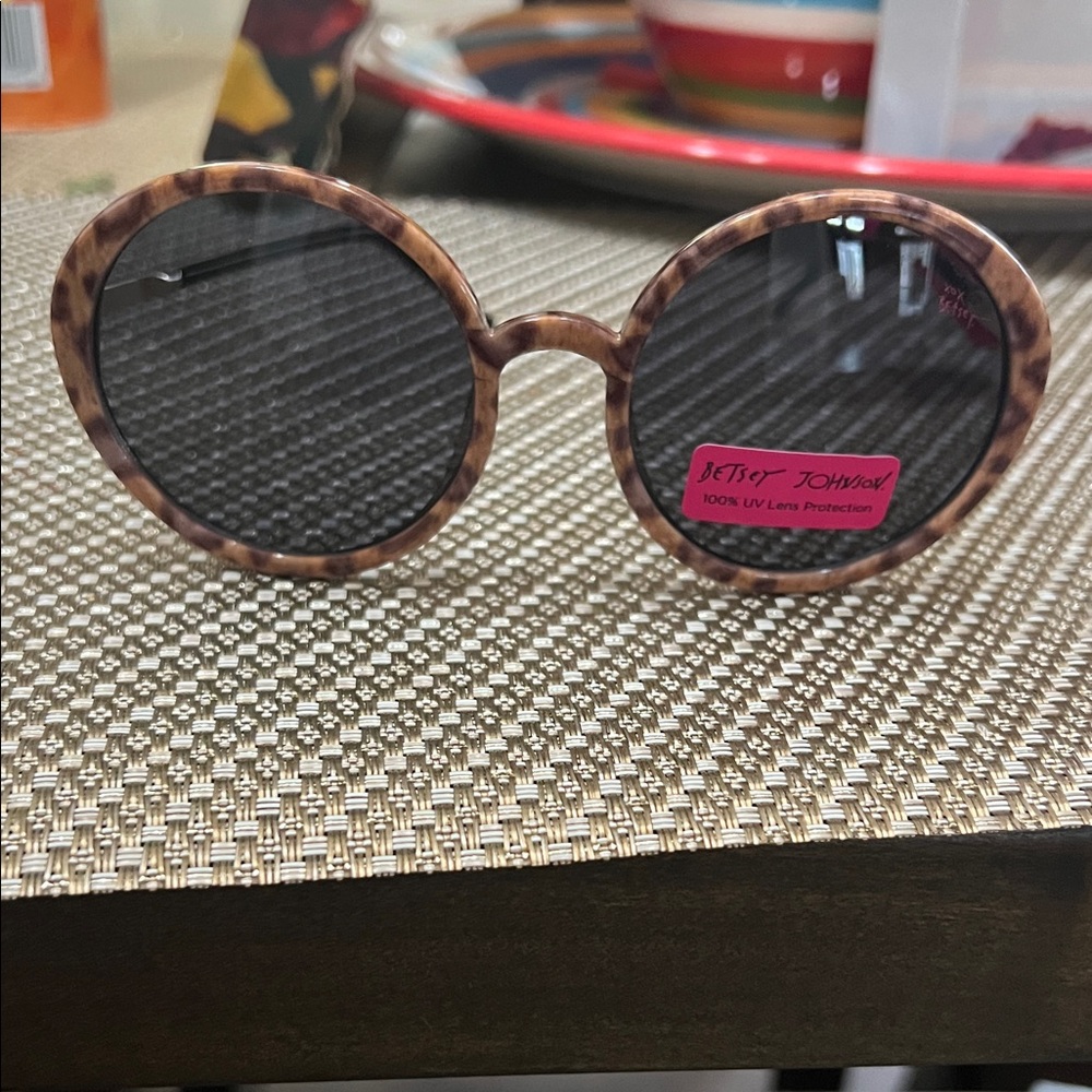 Betsey Johnson Leopard Print Round Sunglasses